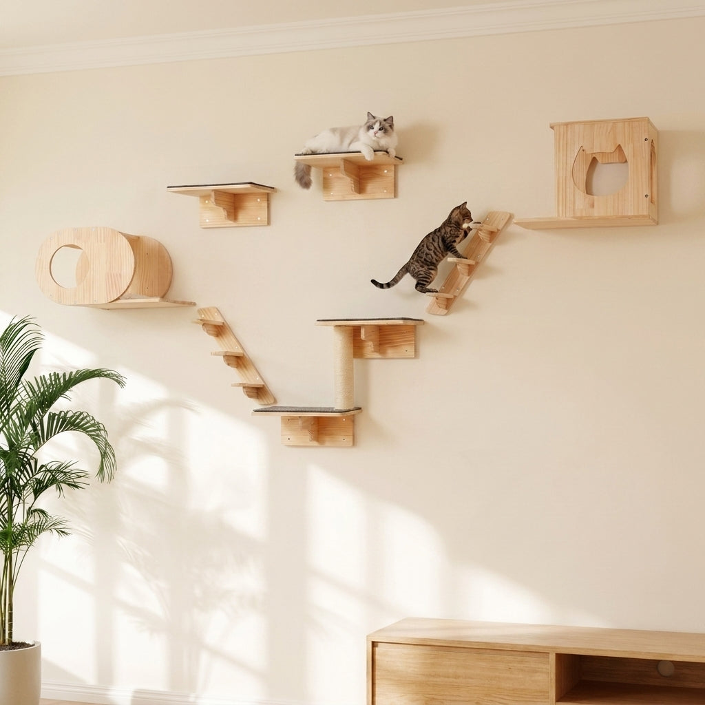 SkyLounge 7-piece set in a living room with cats