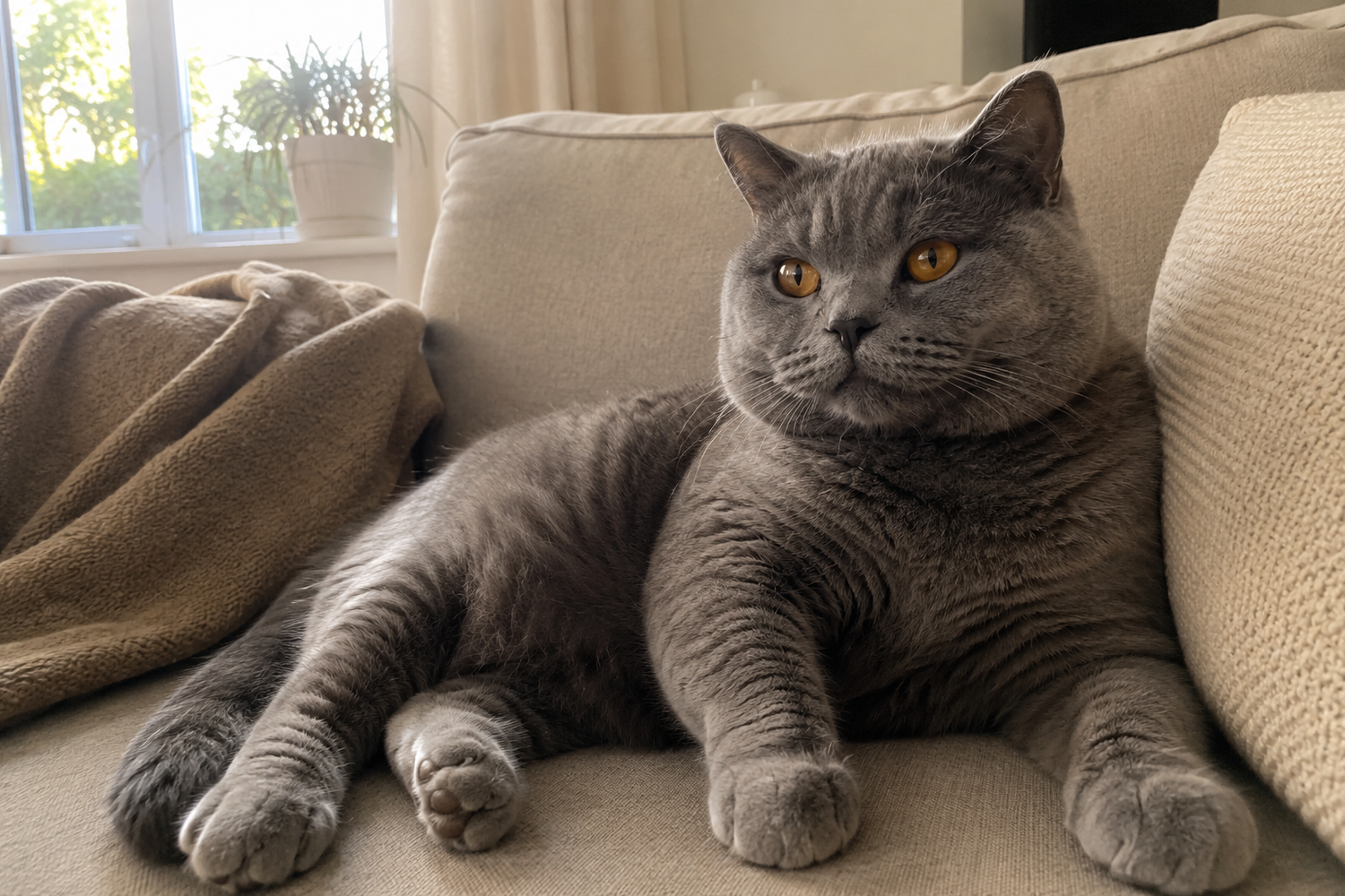 Cat relaxing at home
