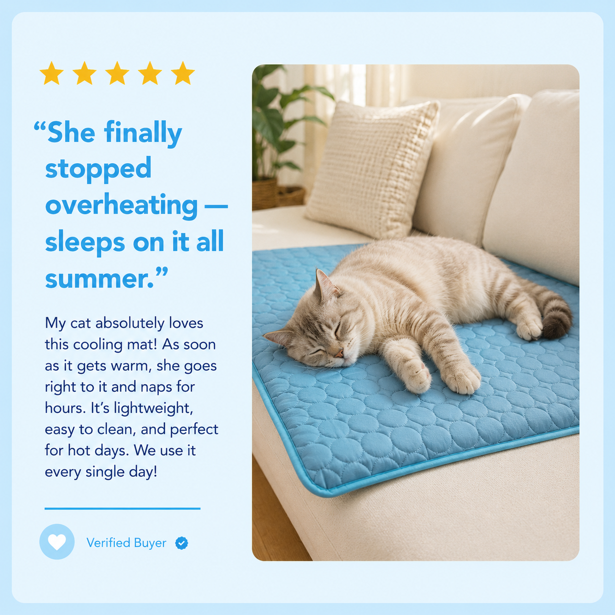 Verified buyer review of the ChillPad cooling mat