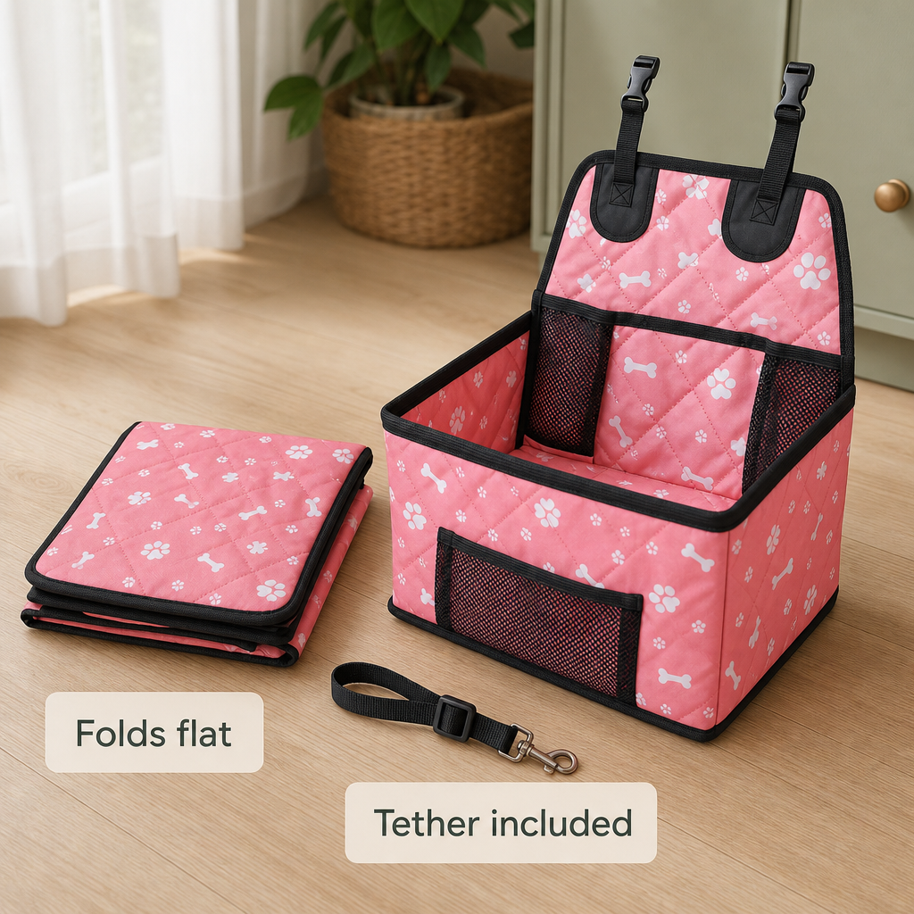 Folds flat, tether included