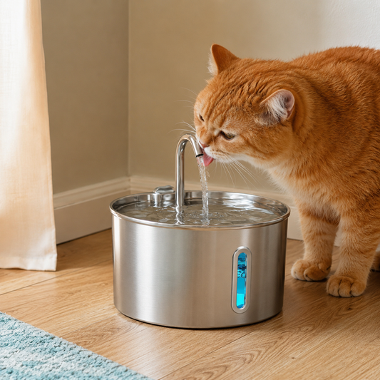 Cat drinking from PureSpring fountain